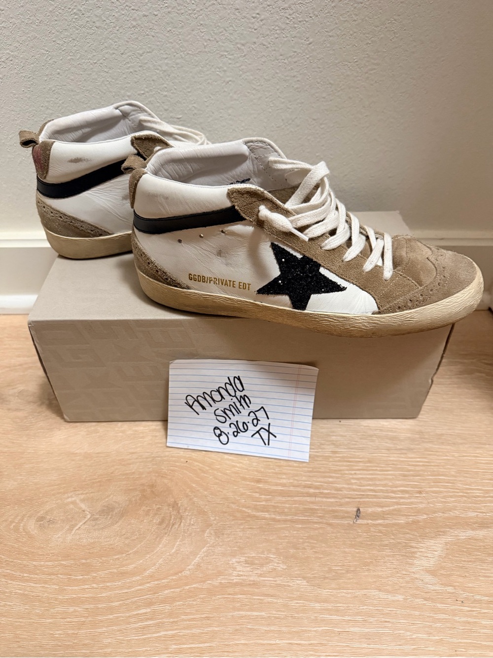 Golden Goose size 39 midstars. White and Tan with Black Star